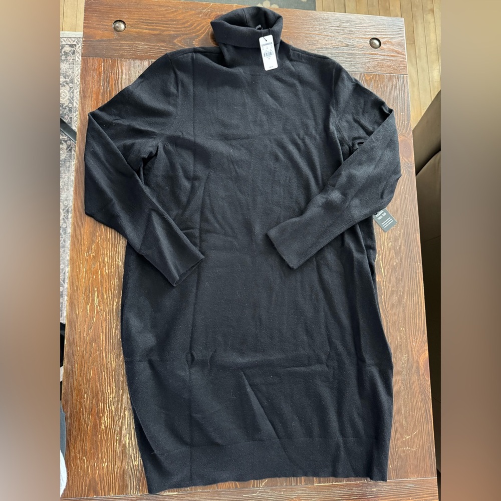 Black Long Sleeve turtle neck  Sweater Dress
